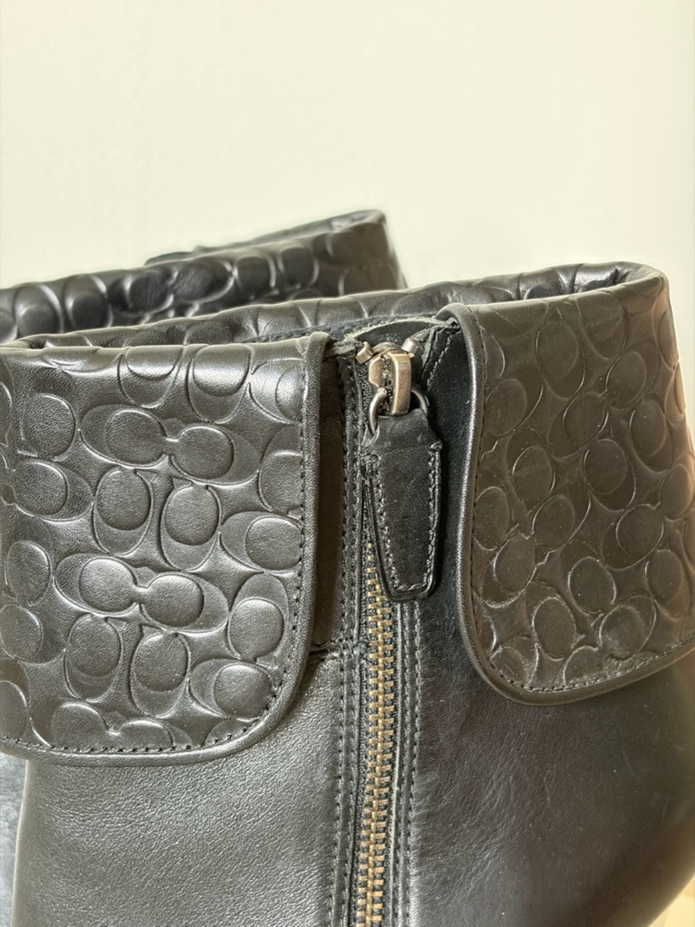 Coach Black Leather Fold-Over Cuff Ankle Booties - Picture 4 of 12